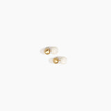 Dinosaur Designs Small Ball Stud Earrings in Chalk Swirl Colour resin with Brushed Nano-Coated Brass Material.