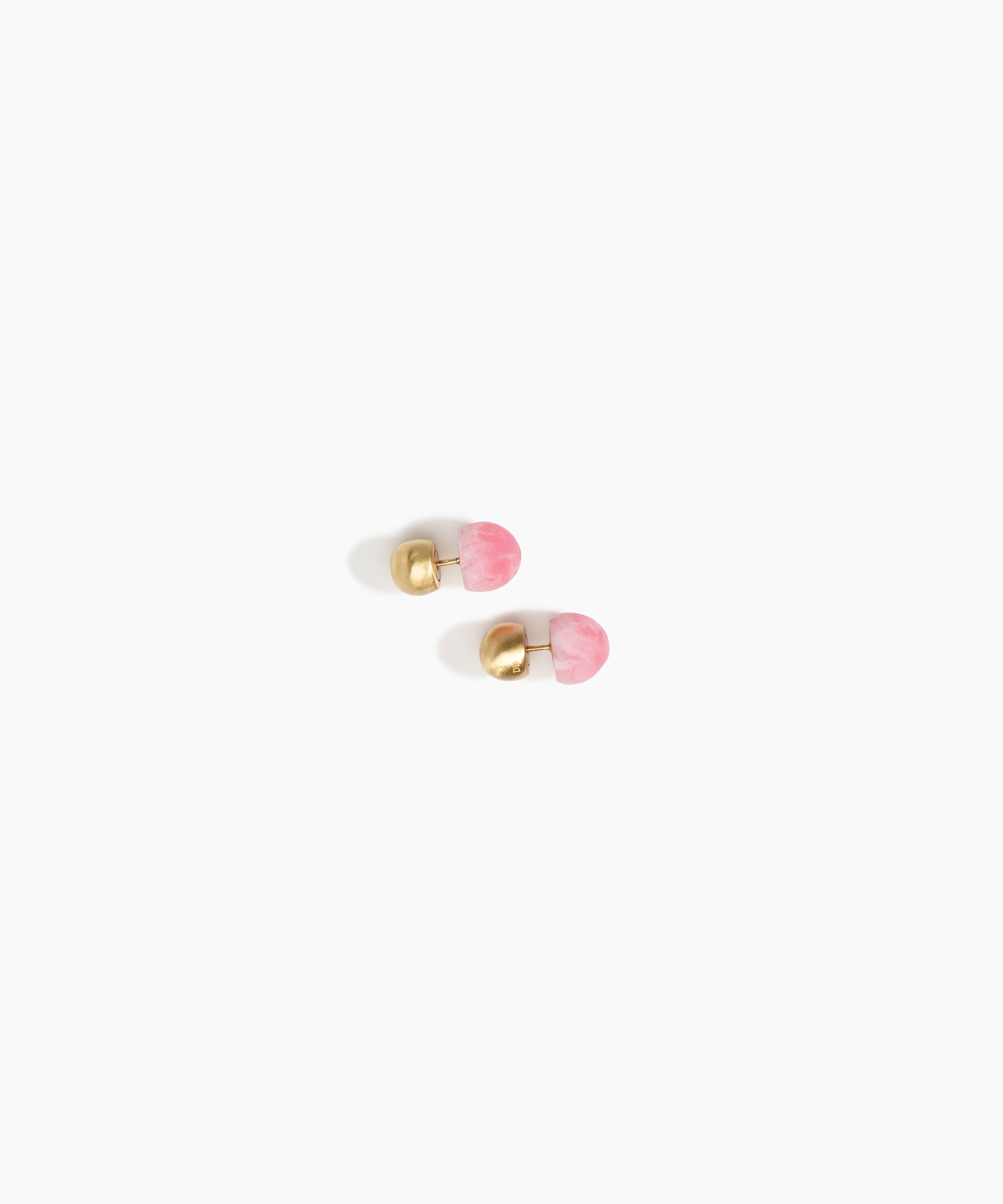 Dinosaur Designs Small Ball Stud Earrings in Shell Pink Colour resin with Brushed Nano-Coated Brass Material..