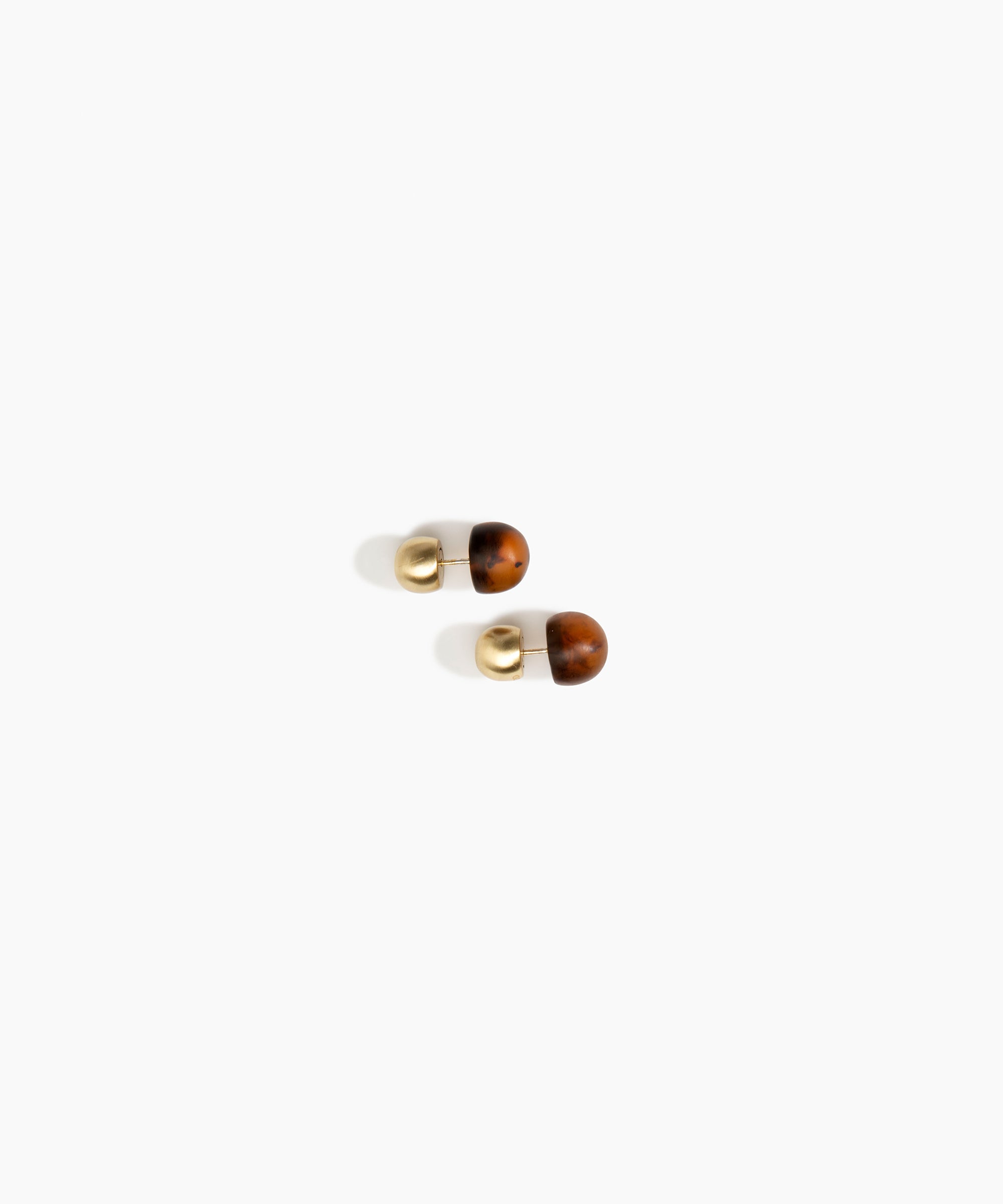 Dinosaur Designs Small Ball Stud Earrings in Tortoise Colour resin with Brushed Nano-Coated Brass Material.