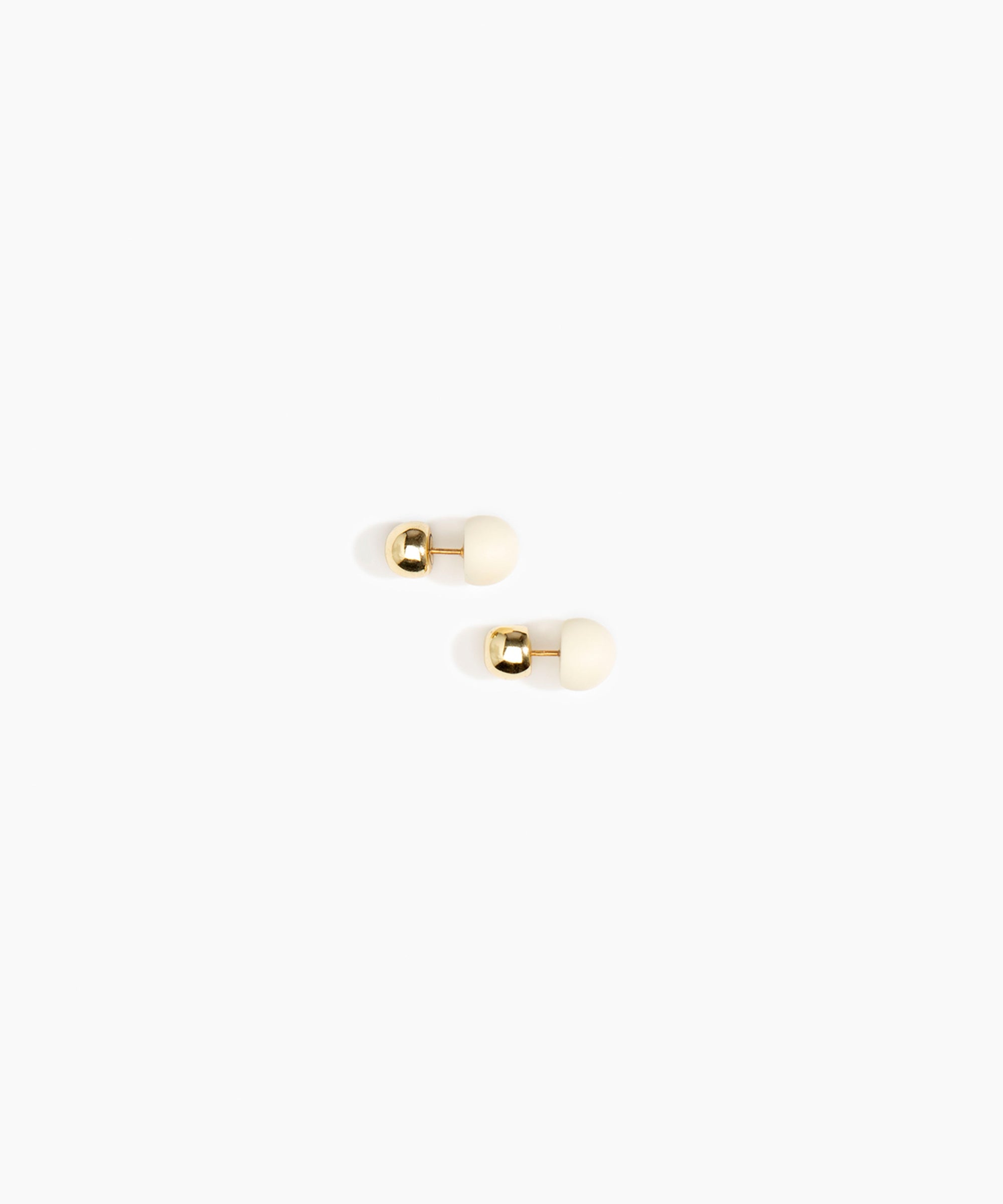 Dinosaur Designs Small Ball Stud Earrings in Cream Colour resin with Brushed Nano-Coated Brass Material.