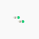 Dinosaur Designs Small Ball Stud Earrings in Leaf Colour resin with Silver-Plated Brass Material.