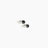 Dinosaur Designs Small Ball Stud Earrings in Black Marble Colour resin with Brushed Silver-Plated Brass Material.