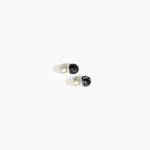 Dinosaur Designs Small Ball Stud Earrings in Black Marble Colour resin with Brushed Silver-Plated Brass Material..