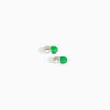 Dinosaur Designs Small Ball Stud Earrings in Leaf Colour resin with Brushed Silver-Plated Brass Material.