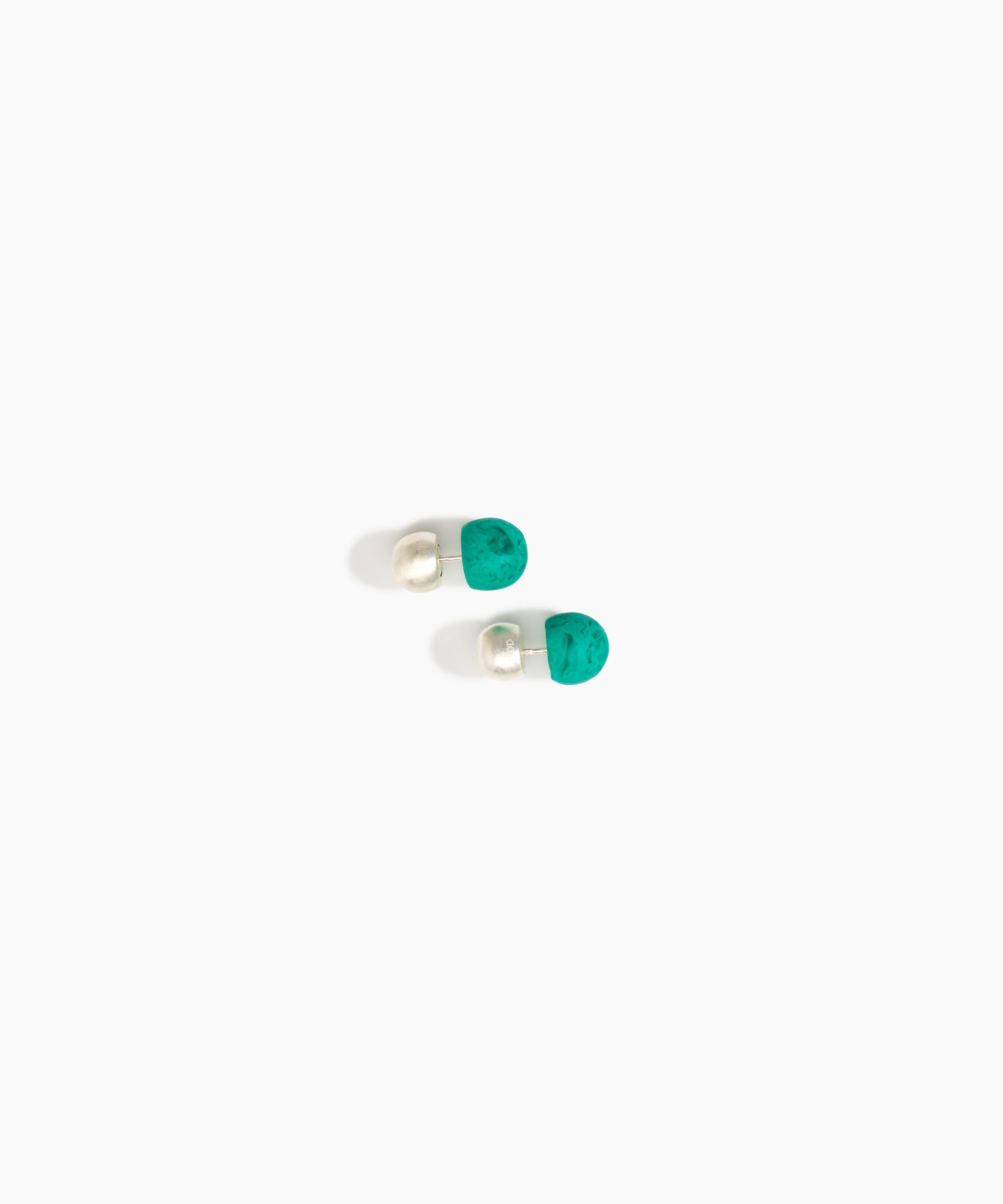 Dinosaur Designs Small Ball Stud Earrings in Mineral Swirl Colour resin with Brushed Silver-Plated Brass Material.