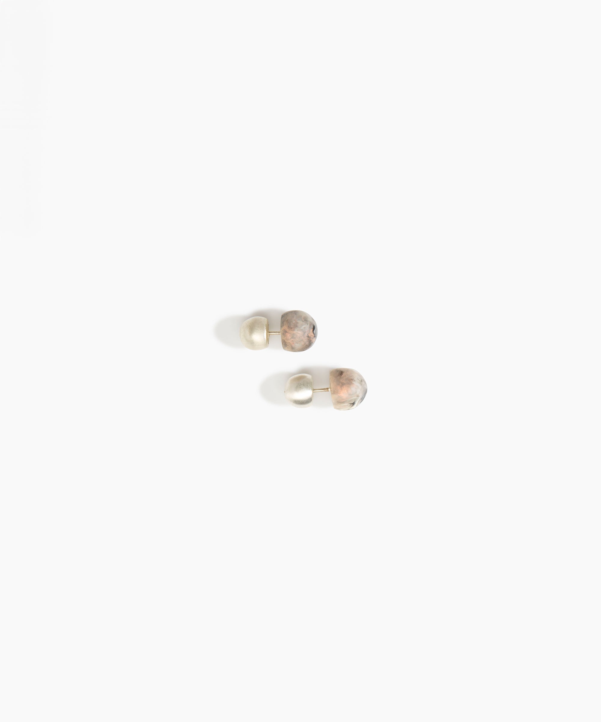 Dinosaur Designs Small Ball Stud Earrings in Sandy Pearl Colour resin with Silver-Plated Brass Material.