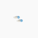 Dinosaur Designs Small Ball Stud Earrings in Sky Colour resin with Brushed Silver-Plated Brass Material.
