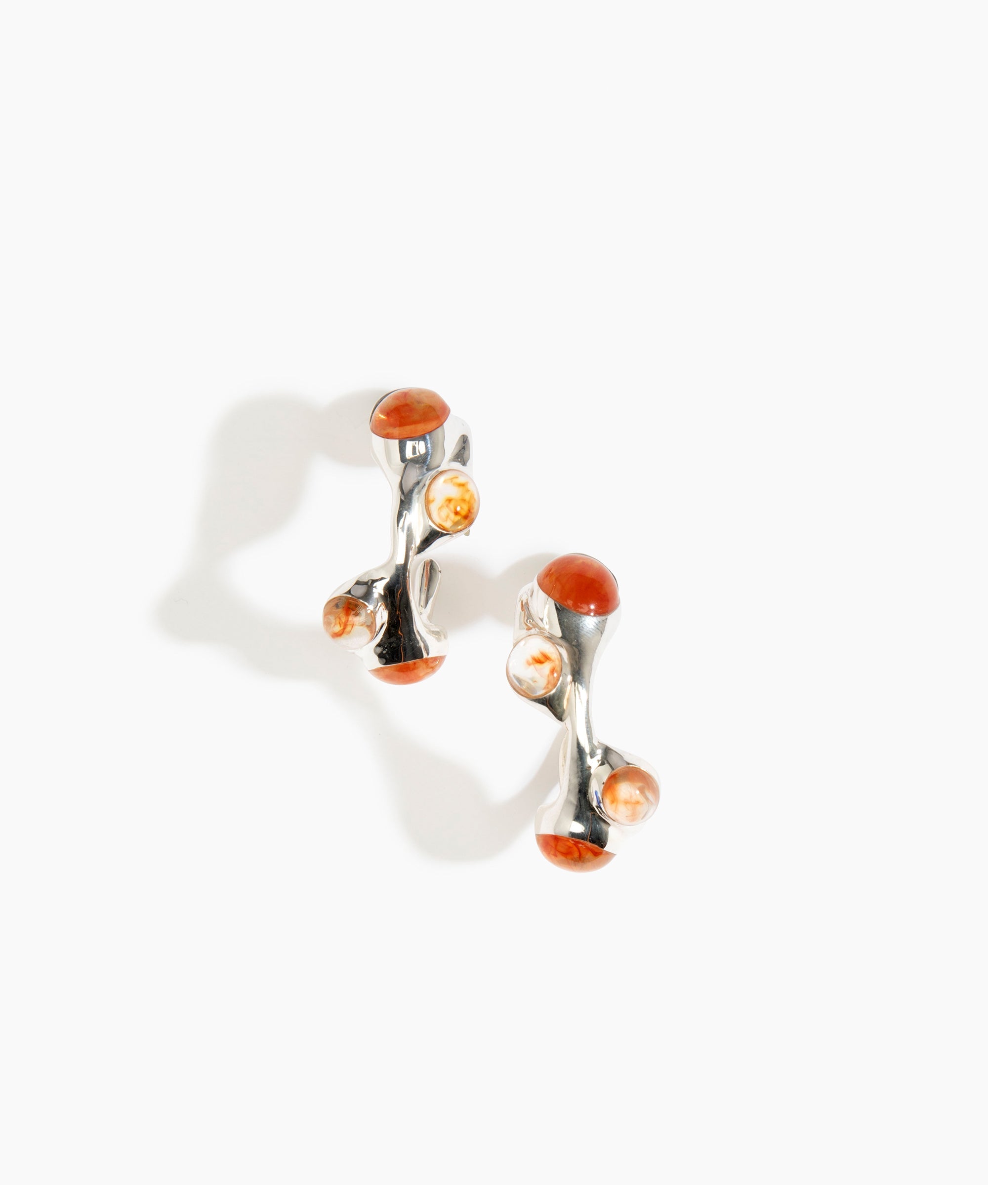 Dinosaur Designs Watercolour silver-plated brass hoop earrings with Strawberry red coloured glass beads.