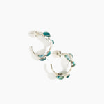 Dinosaur Designs Watercolour silver-plated brass hoop earrings with Water blue coloured glass beads.