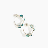 Dinosaur Designs Watercolour silver-plated brass hoop earrings with Water blue coloured glass beads.