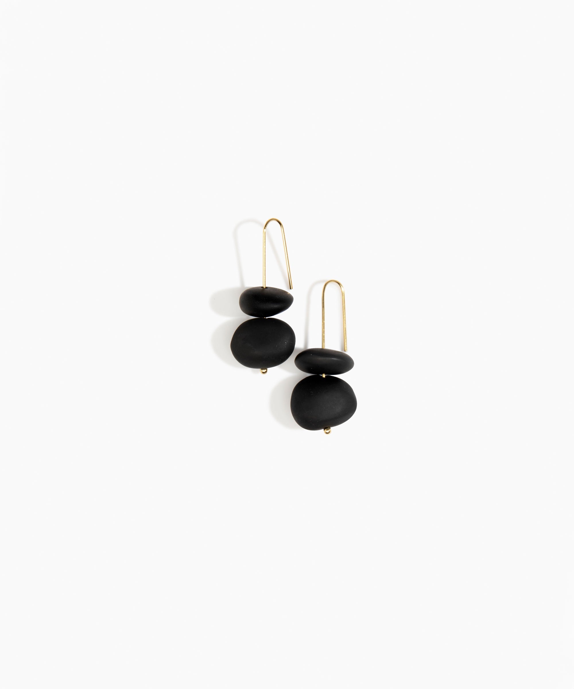 Dinosaur Designs Temple Earth Wire Earrings in Black Colour resin with Gold-Filled Material.
