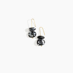Dinosaur Designs Temple Earth Wire Earrings in Black Marble Colour resin with Gold-Filled Material.