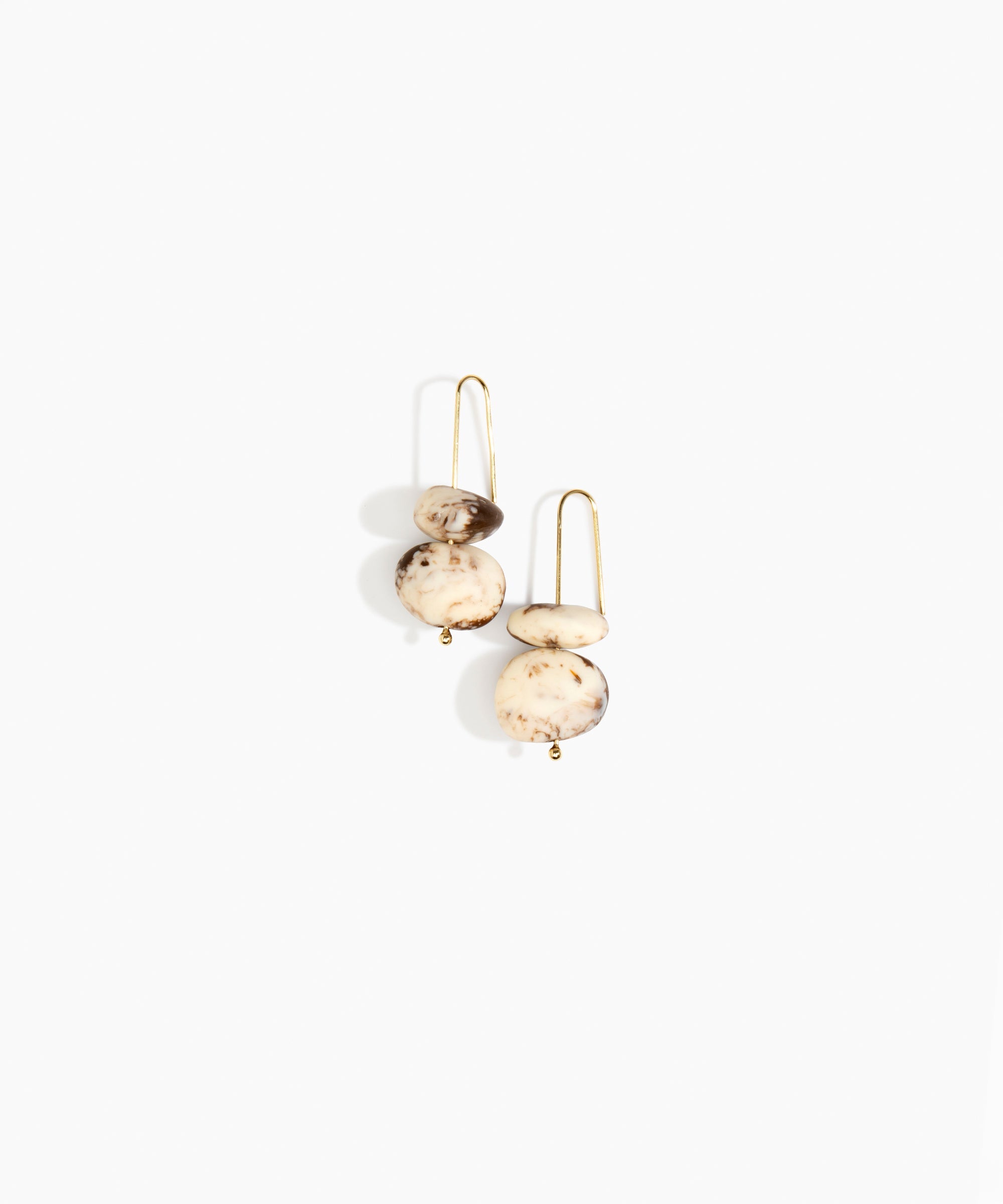 Dinosaur Designs Temple Earth Wire Earrings in Cappuccino Colour resin with Gold-Filled Material.