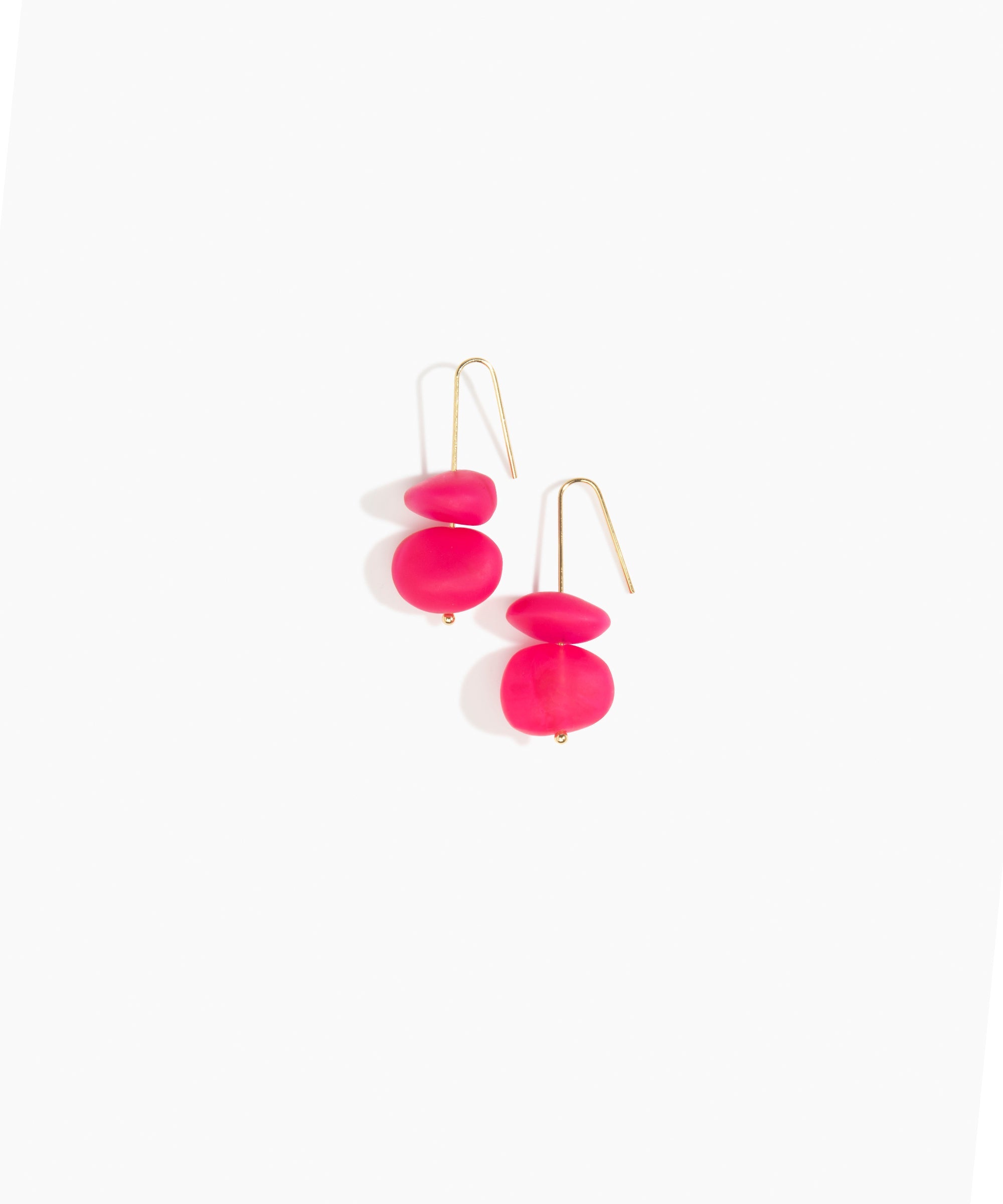 Dinosaur Designs Temple Earth Wire Earrings in Flamingo Colour resin with Gold-Filled Material.