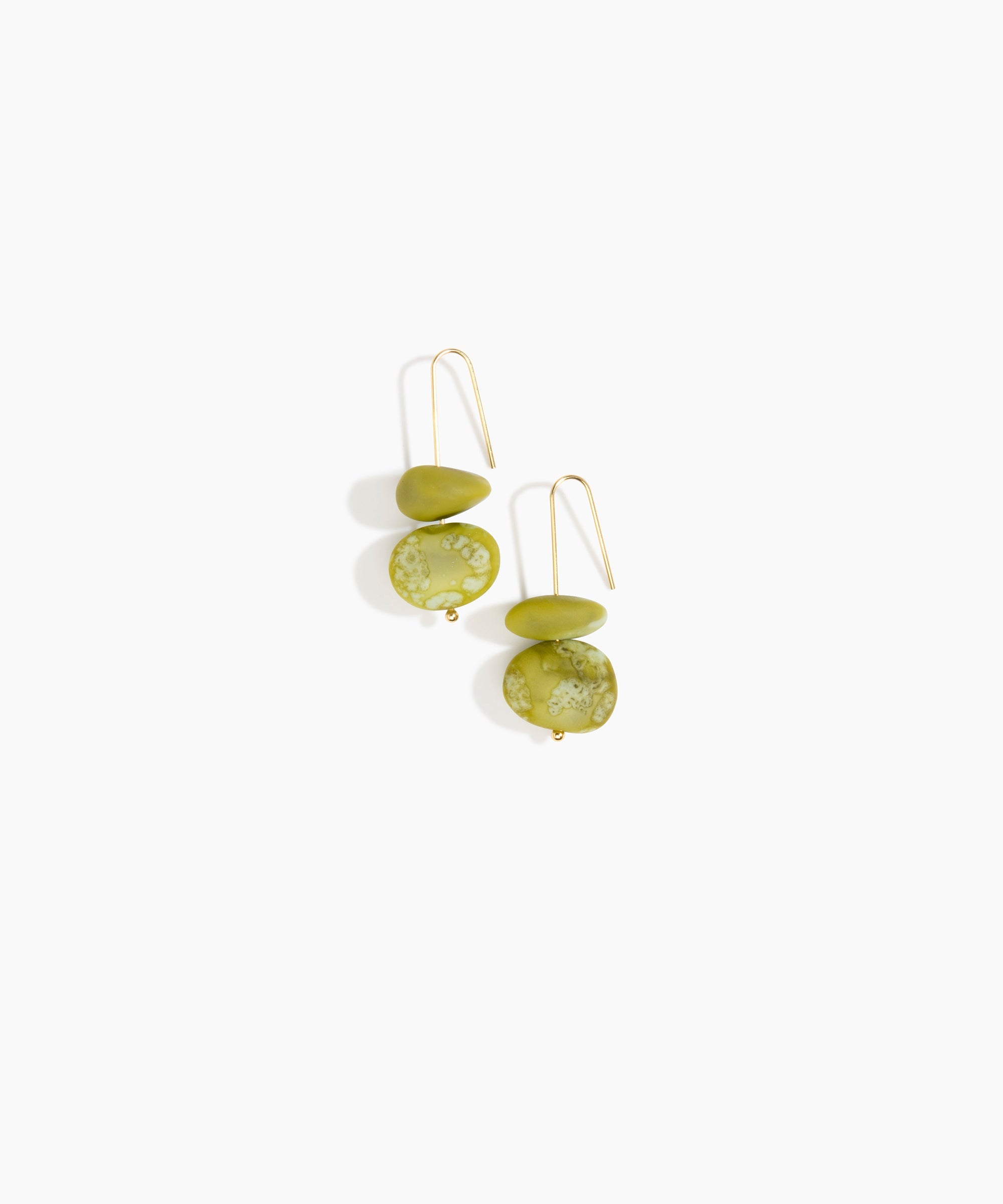 Dinosaur Designs Temple Earth Wire Earrings in Malachite Colour resin with Gold-Filled Material.