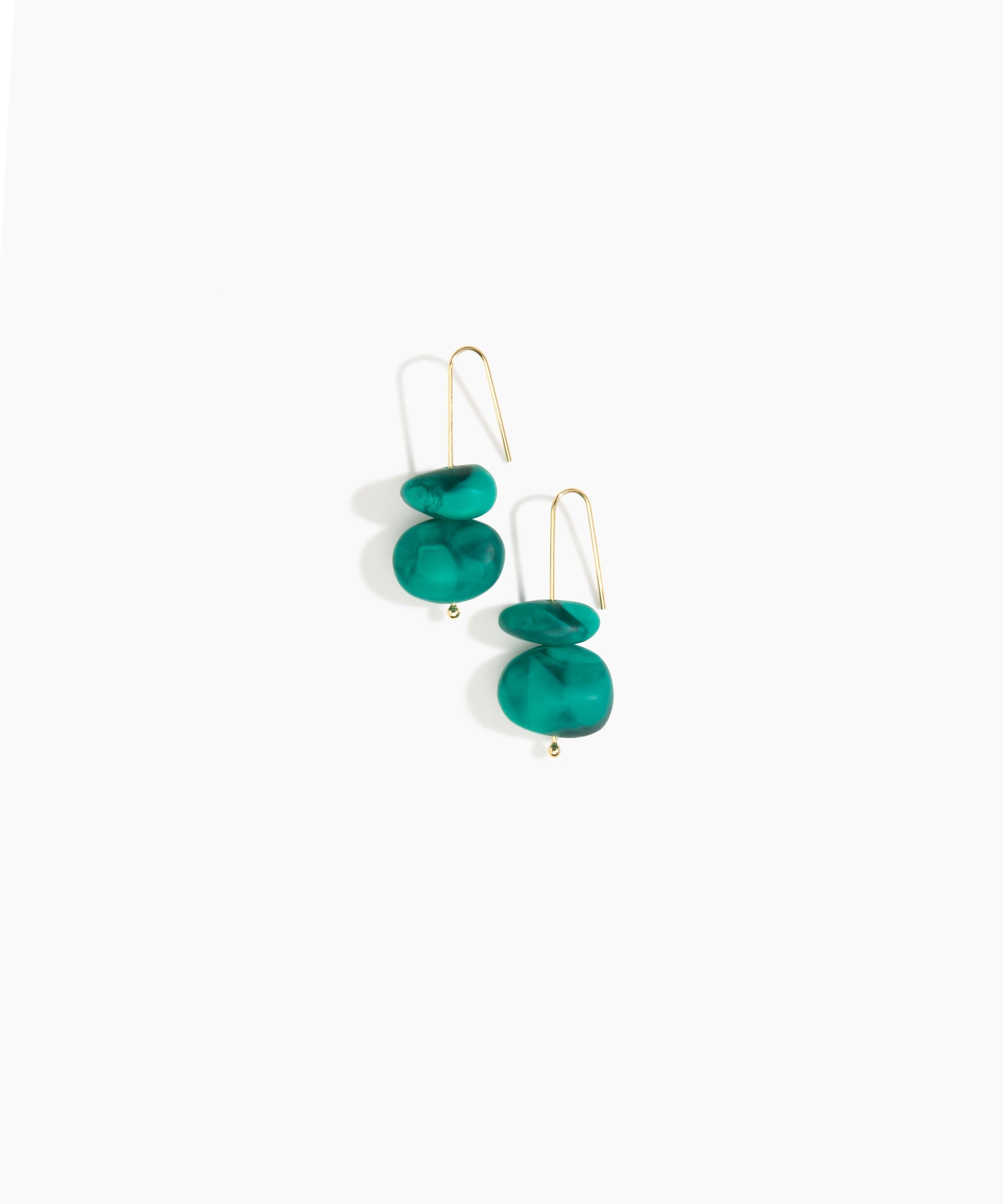 Dinosaur Designs Temple Earth Wire Earrings in Mineral Swirl Colour resin with Gold-Filled Material.