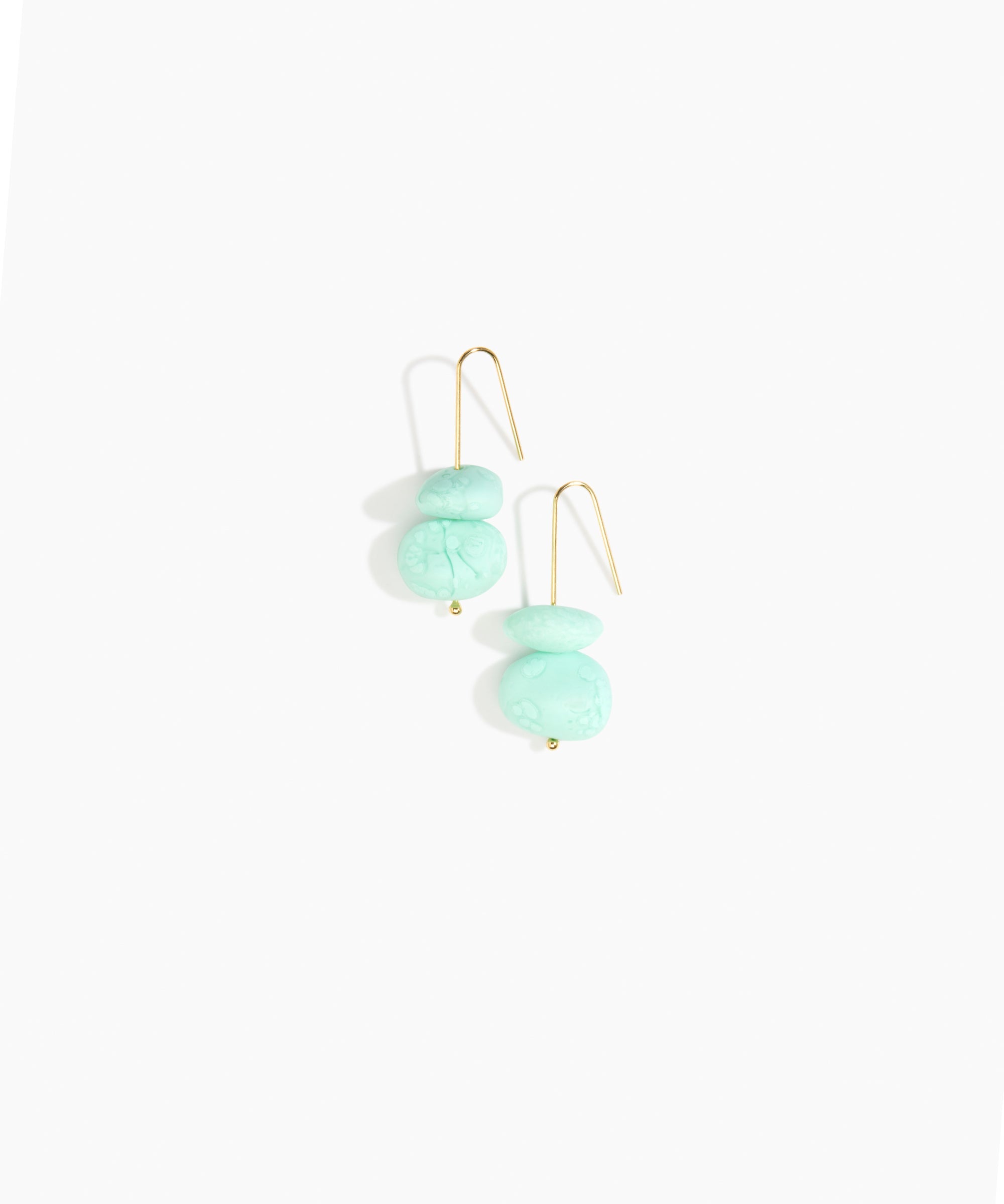 Dinosaur Designs Temple Earth Wire Earrings in Mint Colour resin with Gold-Filled Material.