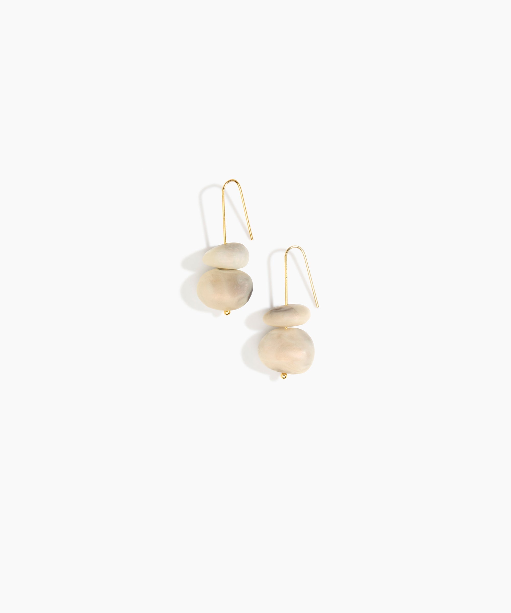 Dinosaur Designs Temple Earth Wire Earrings in Sandy Pearl Colour resin with Gold-Filled Material.