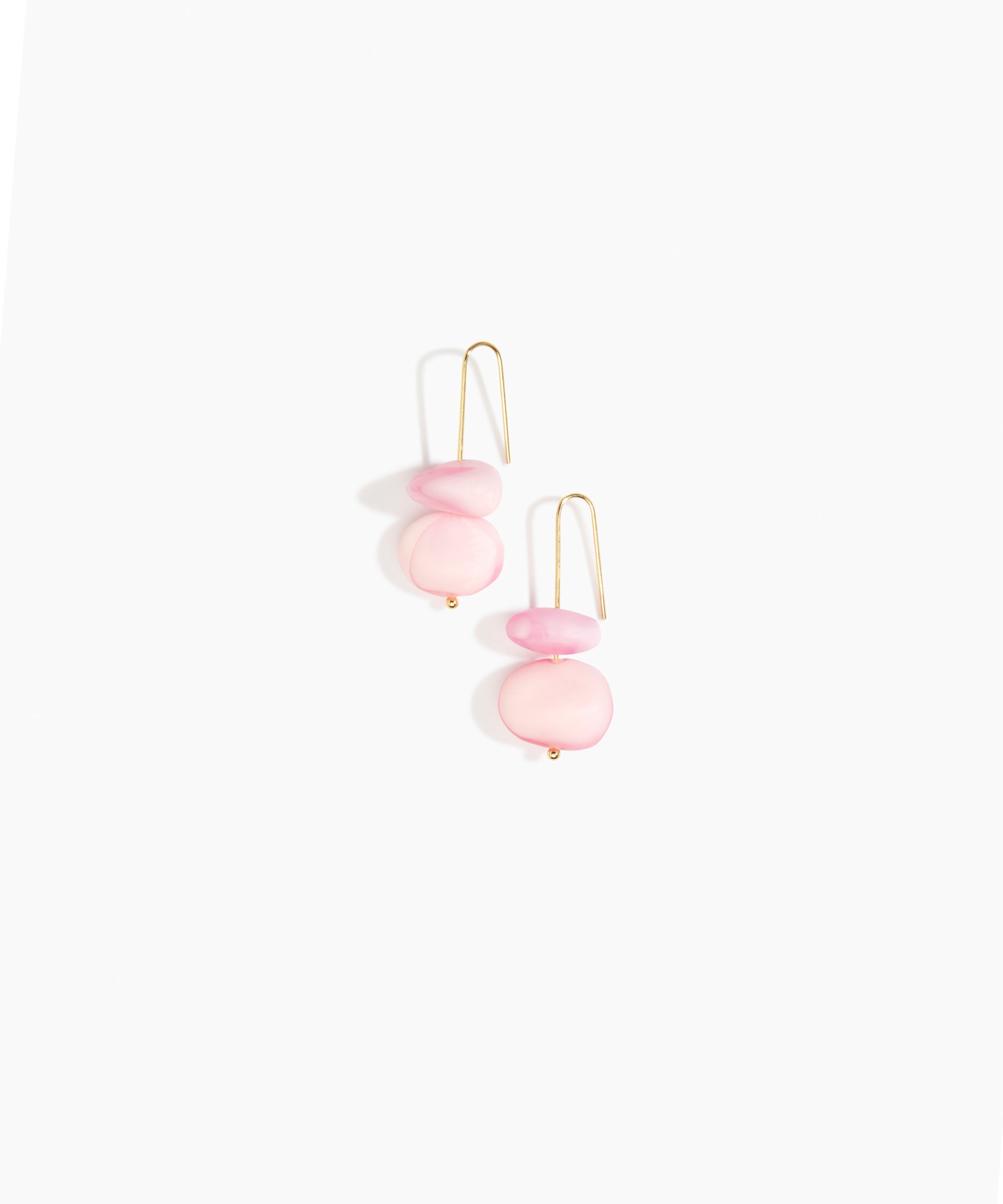 Dinosaur Designs Temple Earth Wire Earrings in Shell Pink Colour resin with Gold-Filled Material.