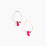 Dinosaur Designs Joie De Vivre Hoop Earrings in Flamingo Colour resin with Gold-Filled Material.