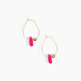 Dinosaur Designs Joie De Vivre Hoop Earrings in Flamingo Colour resin with Gold-Filled Material.