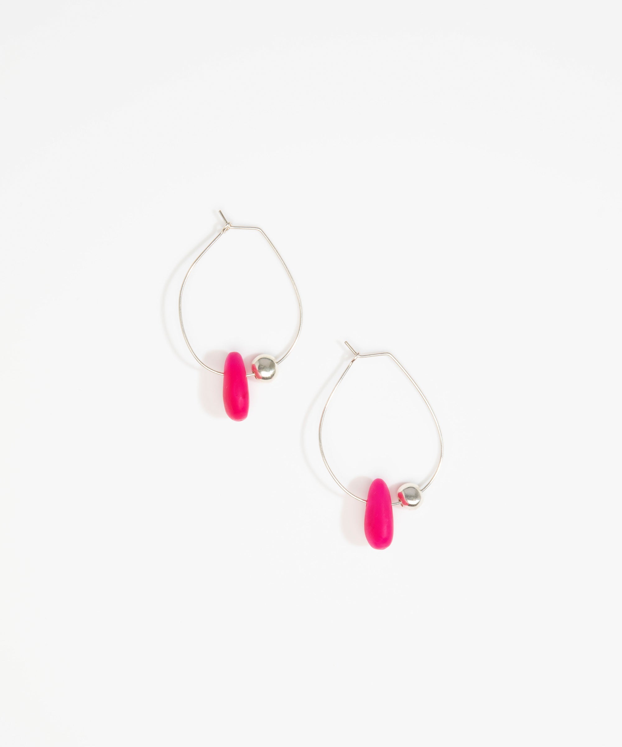 Dinosaur Designs Joie De Vivre Hoop Earrings in Flamingo Colour resin with 925 Sterling Silver Material.