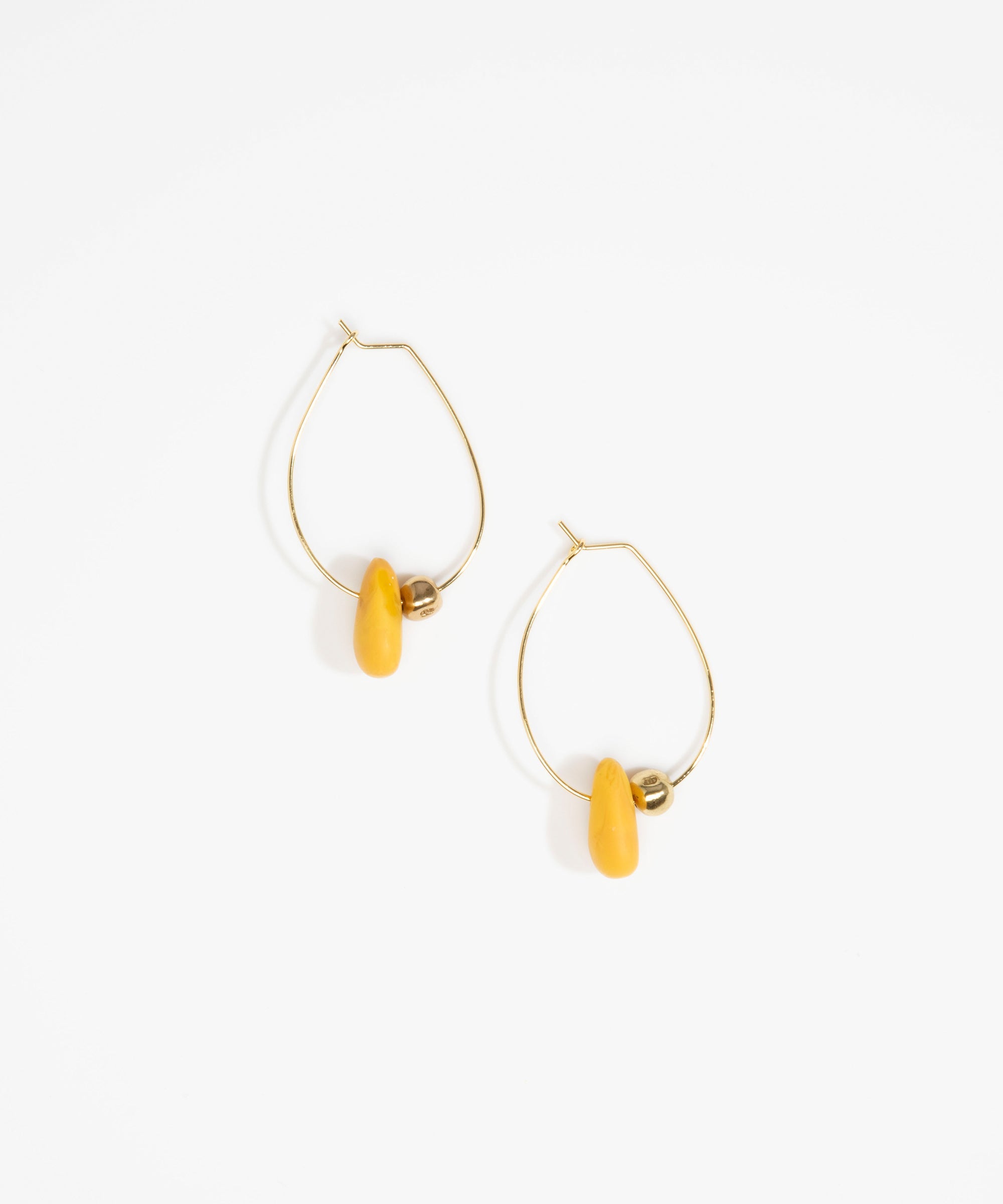 Dinosaur Designs Joie De Vivre Hoop Earrings in Honeycomb Colour resin with Gold-Filled Material.