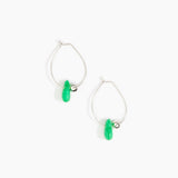 Dinosaur Designs Joie De Vivre Hoop Earrings in Leaf Colour resin with 925 Sterling Silver Material