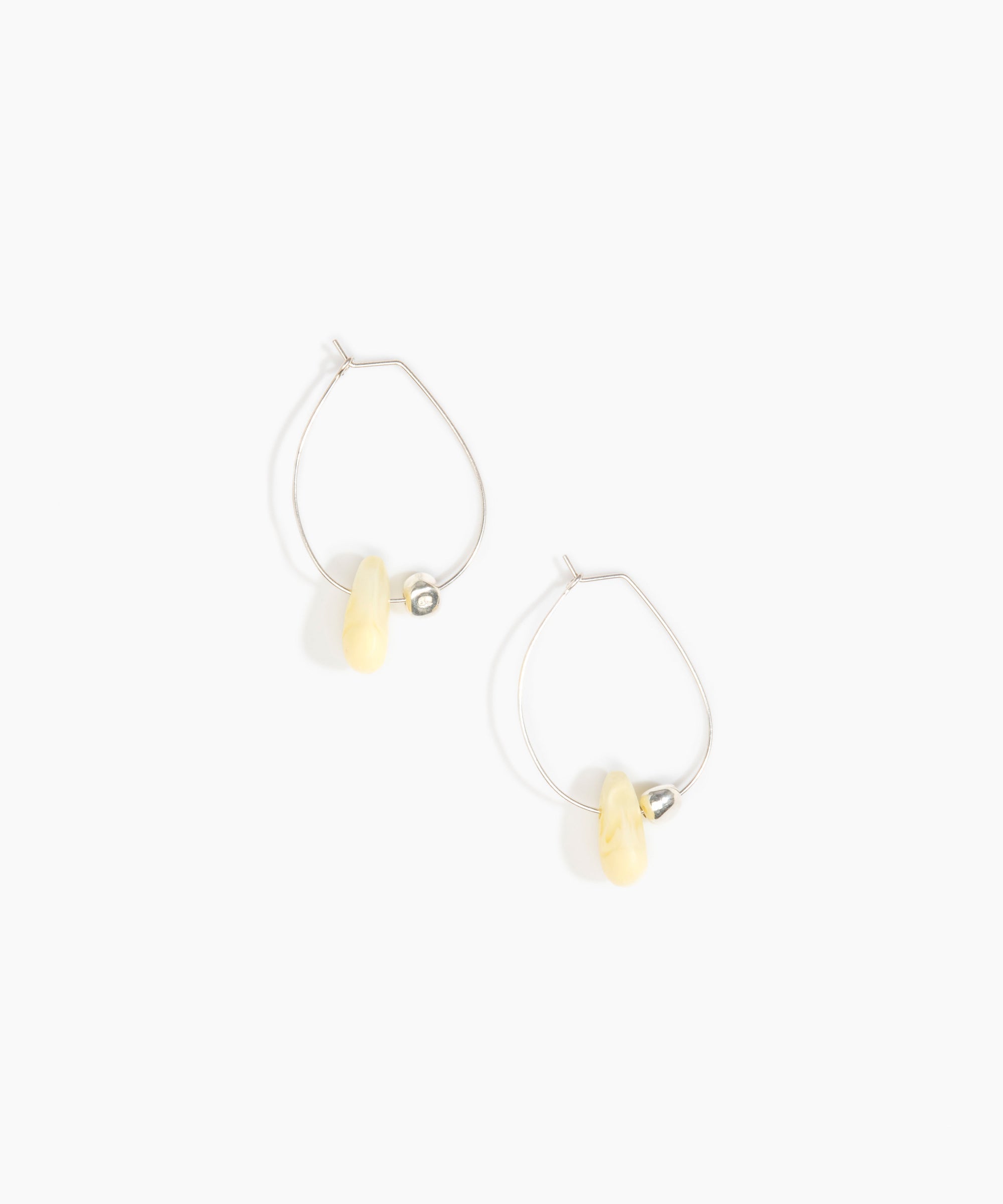 Dinosaur Designs Joie De Vivre Hoop Earrings in Lemon Colour resin with 925 Sterling Silver Material.