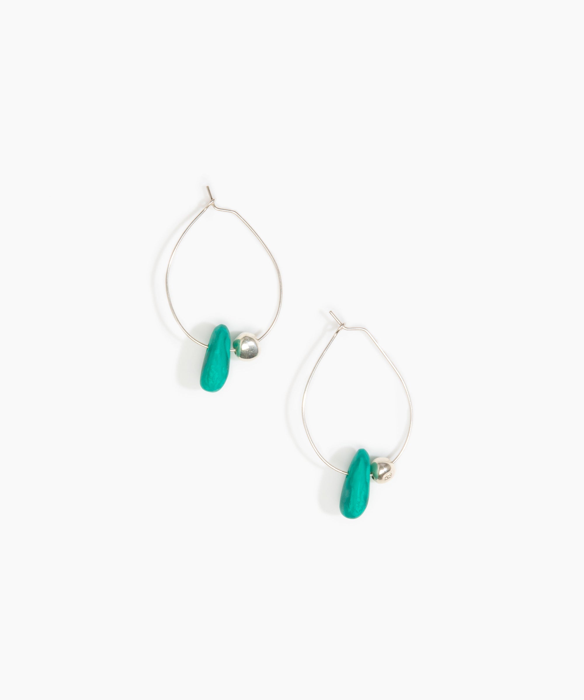 Dinosaur Designs Joie De Vivre Hoop Earrings in Mineral Swirl Colour resin with 925 Sterling Silver Material.
