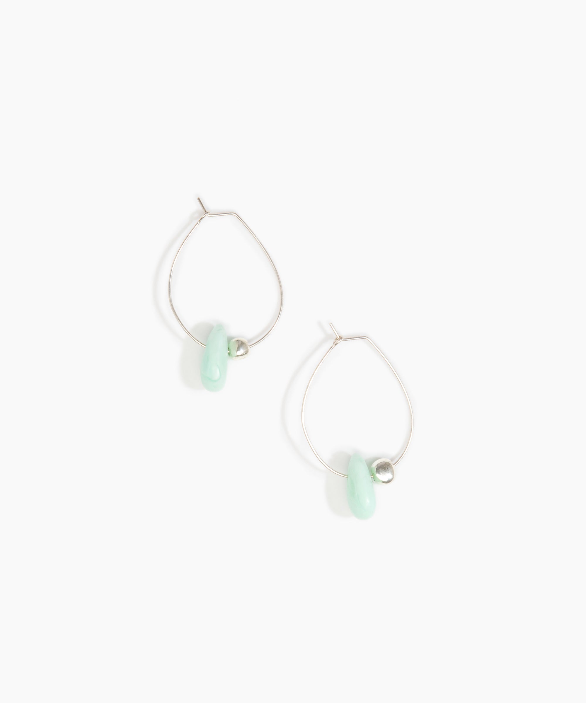 Dinosaur Designs Joie De Vivre Hoop Earrings in Mint Colour resin with 925 Sterling Silver Material.