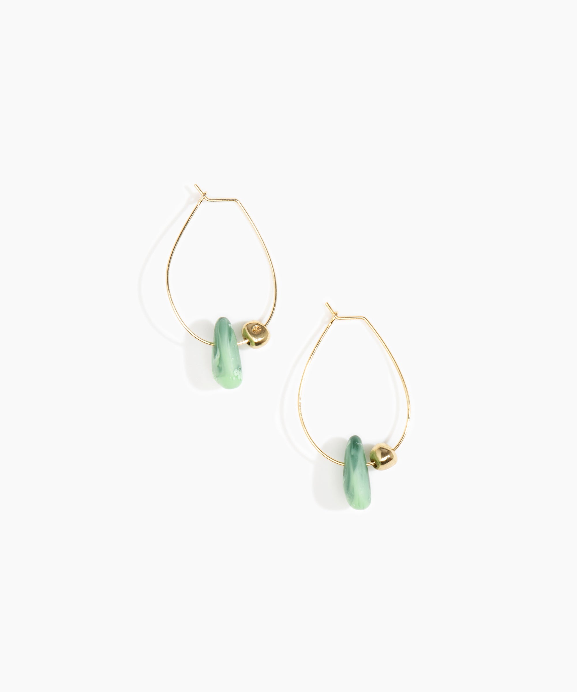 Dinosaur Designs Joie De Vivre Hoop Earrings in Moss Colour resin with Gold-Filled Material.