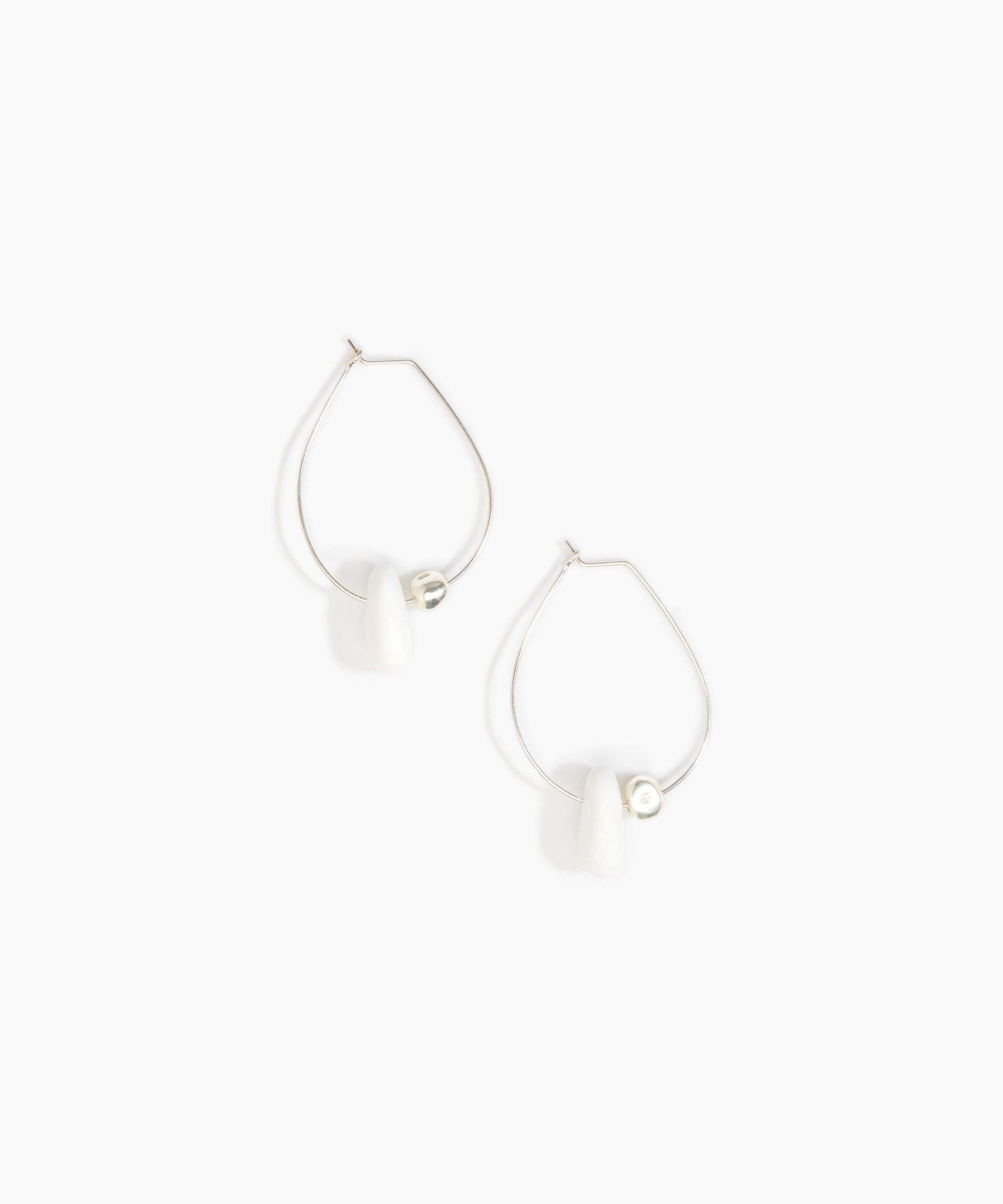 Dinosaur Designs Joie De Vivre Hoop Earrings in Snow Swirl Colour resin with 925 Sterling Silver Material.
