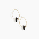 Dinosaur Designs Joie De Vivre Hoop Earrings in Black Colour resin with Gold-Filled Material.