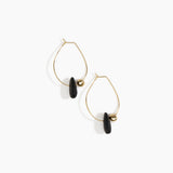 Dinosaur Designs Joie De Vivre Hoop Earrings in Black Colour resin with Gold-Filled Material.
