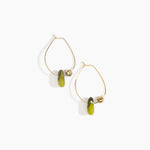 Dinosaur Designs Joie De Vivre Hoop Earrings in Malachite Colour resin with Gold-Filled Material.