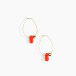 Dinosaur Designs Joie De Vivre Hoop Earrings in Poppy Colour resin with Gold-Filled Material.