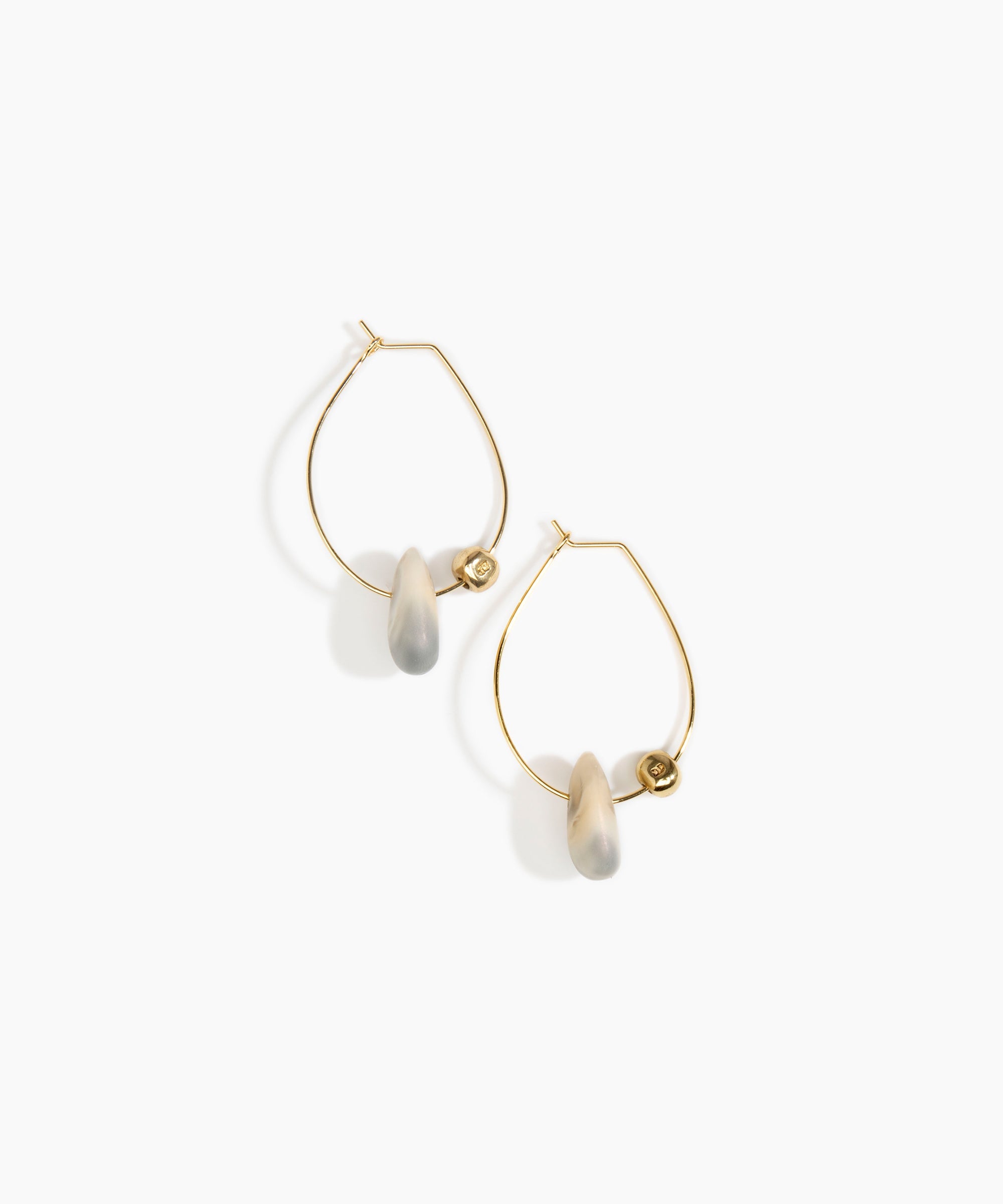 Dinosaur Designs Joie De Vivre Hoop Earrings in Sandy Pearl Colour resin with Gold-Filled Material.