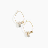 Dinosaur Designs Joie De Vivre Hoop Earrings in Sandy Pearl Colour resin with Gold-Filled Material.