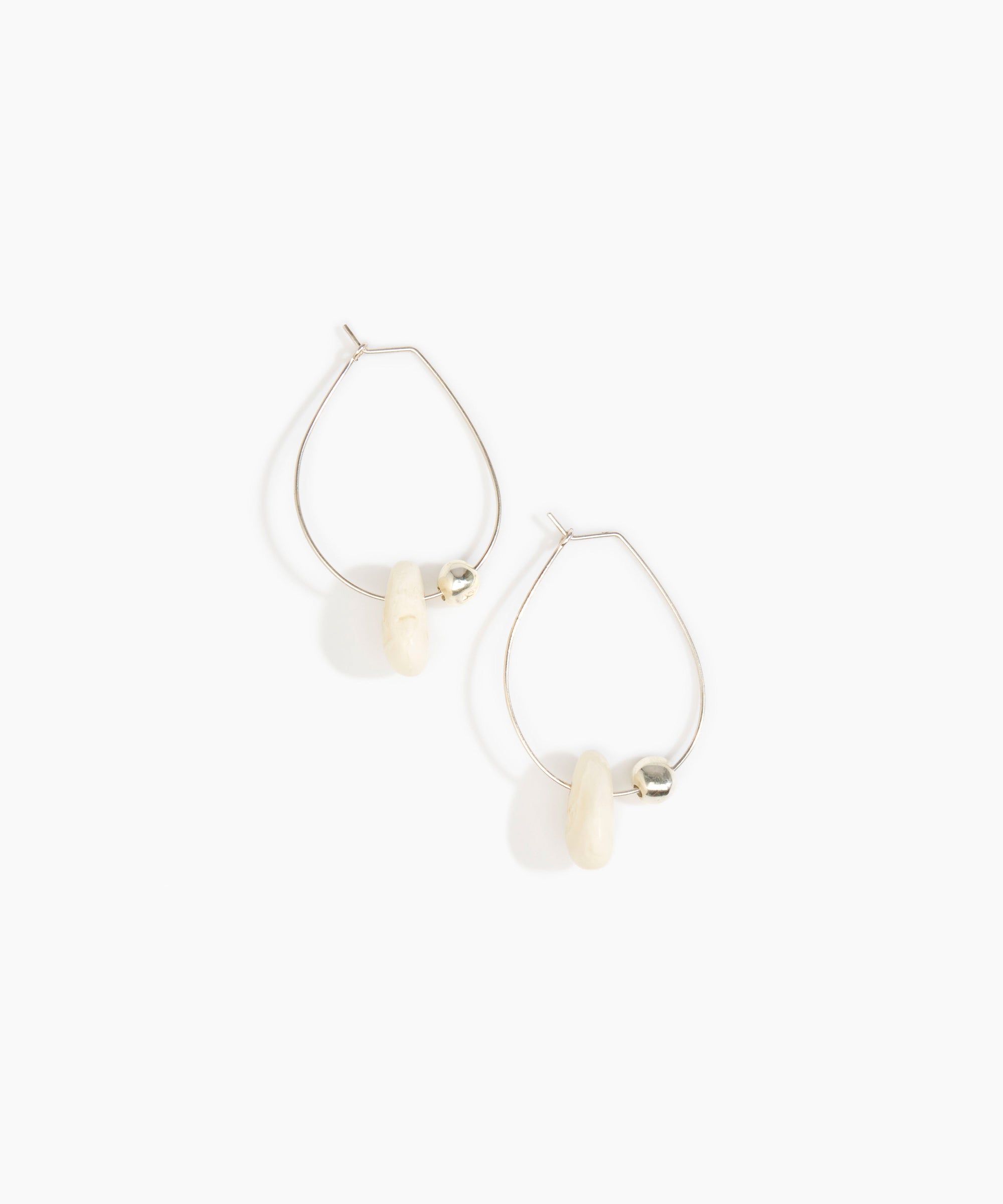 Dinosaur Designs Joie De Vivre Hoop Earrings in Chalk Swirl Colour resin with 925 Sterling Silver Material.