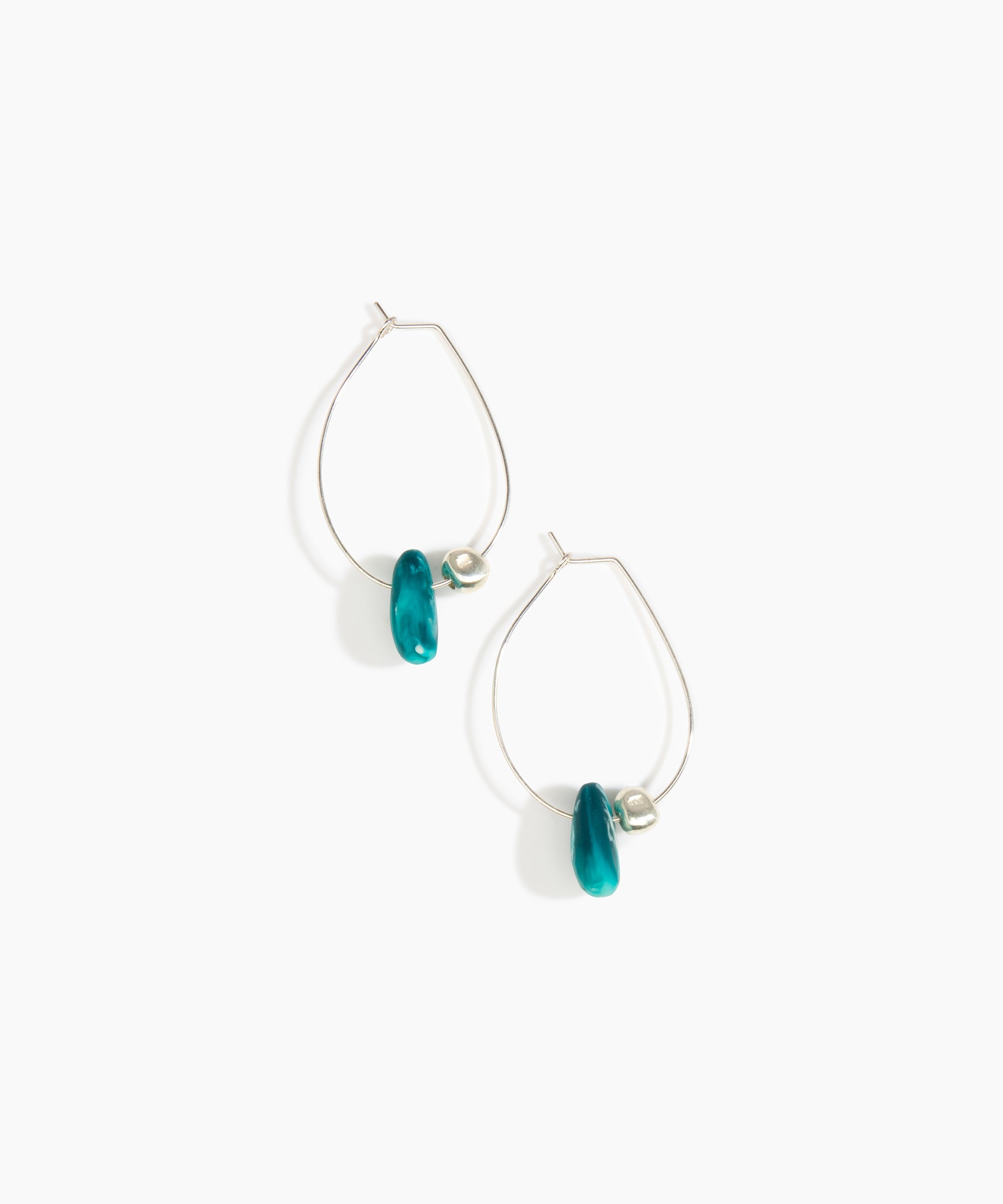 Dinosaur Designs Joie De Vivre Hoop Earrings in Lagoon Colour resin with 925 Sterling Silver Material.