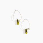 Dinosaur Designs Joie De Vivre Hoop Earrings in Malachite Colour resin with 925 Sterling Silver Material.