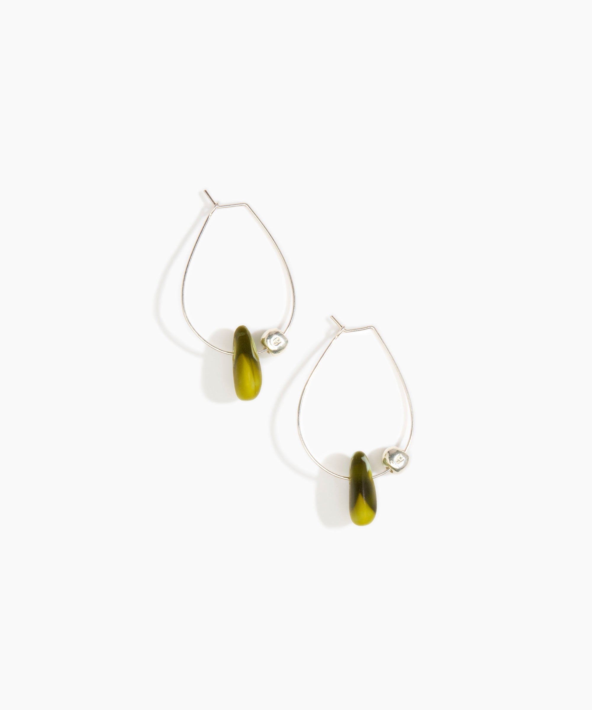 Dinosaur Designs Joie De Vivre Hoop Earrings in Malachite Colour resin with 925 Sterling Silver Material.