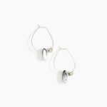 Dinosaur Designs Joie De Vivre Hoop Earrings in White Marble Colour resin with 925 Sterling Silver Material.
