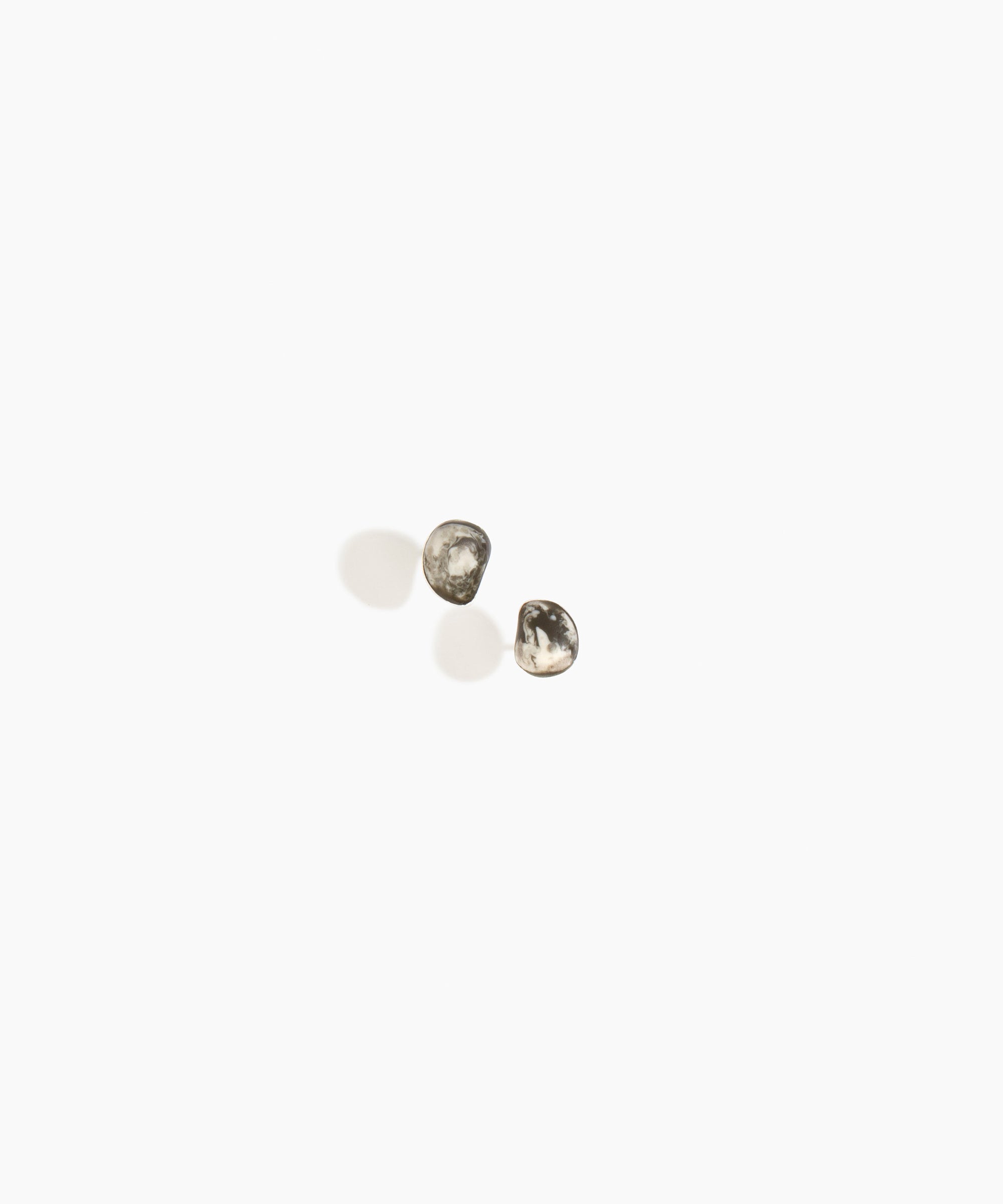 Dinosaur Designs Bones Stud Earrings in Granite Colour resin with Silver-Plated Brass Material.