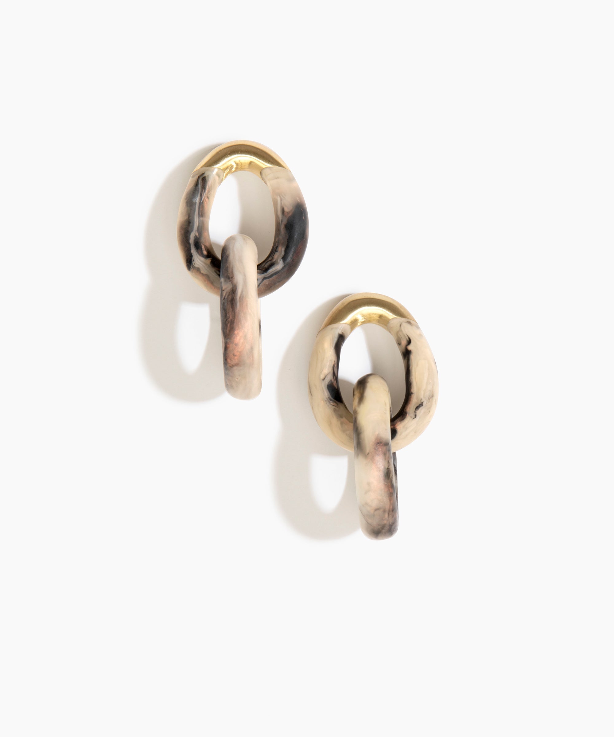 Dinosaur Designs Large Rock Chain Earrings in Sandy Pearl Colour resin with Brushed Nano-Coated Brass Material
