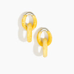 Dinosaur Designs Large Rock Chain Earrings in Daisy Colour resin with Brushed Silver-Plated Brass Material