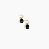 Dinosaur Designs Small River Rock Hoop Earrings in Black Colour resin with Brass Hoop Material.