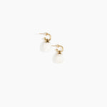 Dinosaur Designs Small River Rock Hoop Earrings in Snow Swirl Colour resin with Brass Hoop Material.