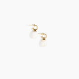 Dinosaur Designs Small River Rock Hoop Earrings in Snow Swirl Colour resin with Brass Hoop Material.
